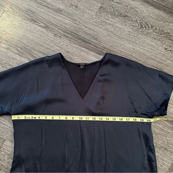 COS 100% silk navy v neck top - Picture 7 of 9